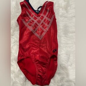 GK Red Leotard with Silver Accents